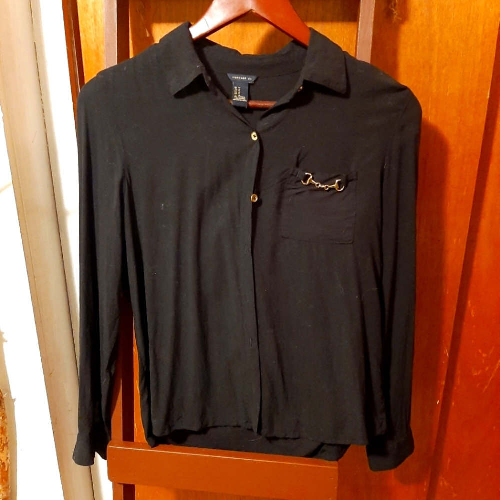 Black button-down with gold hardware - Forever 21 M